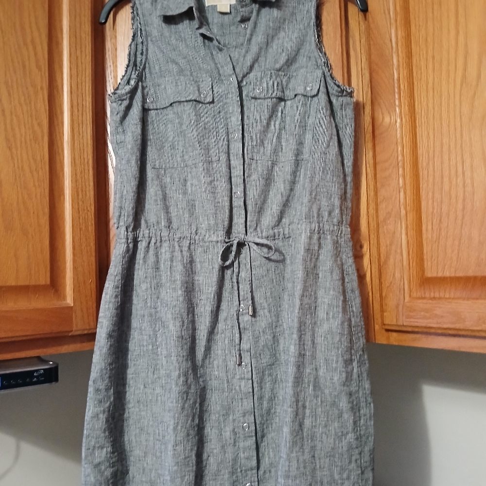 Sleeveless Gray Button-Up Dress MICHAEL Kors Size S